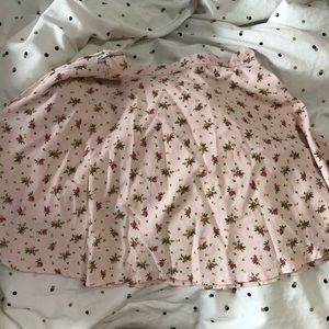 American Apparel Pink Floral Circle Skirt Corduroy